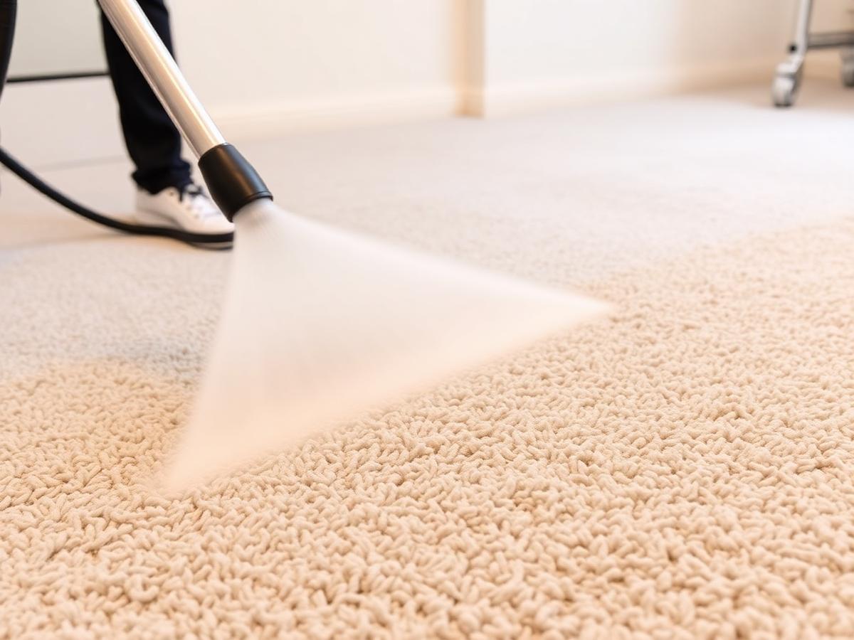 Carpet being deep cleaned by hot water extraction